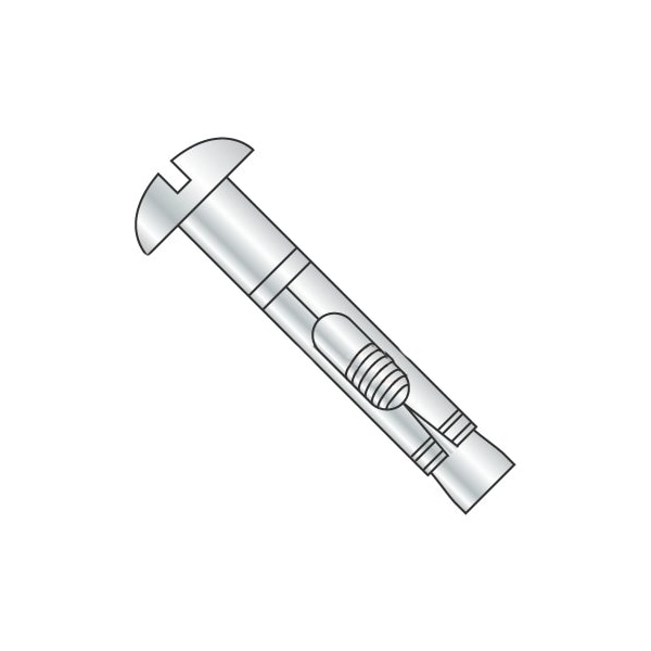 Newport Fasteners Sleeve Anchor, 1/4" Dia., 2" L, Steel Zinc Plated, 100 PK 949407 - main